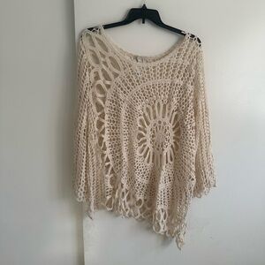 Cato Cream Crochet Tunic Top
